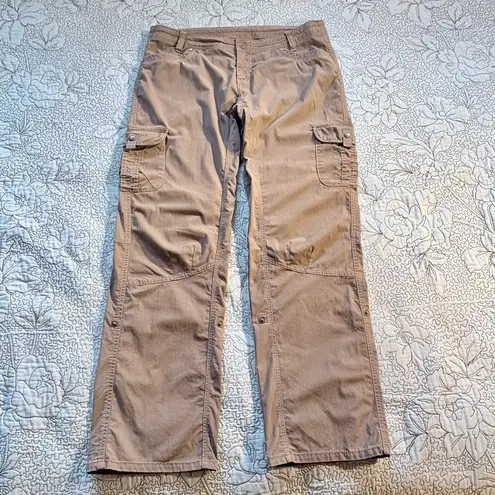 Kuhl Legendary Women’s Tan Roll-Up Snap Cargo Hiking Outdoor Pants – Size 14🧡