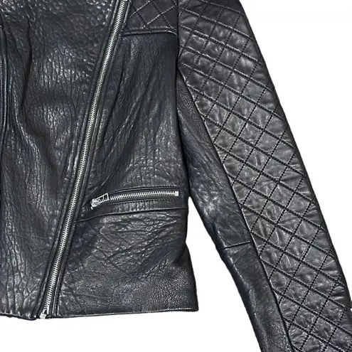 Dawn Levy Black Quilted Genuine Leather Moto Jacket Size Small