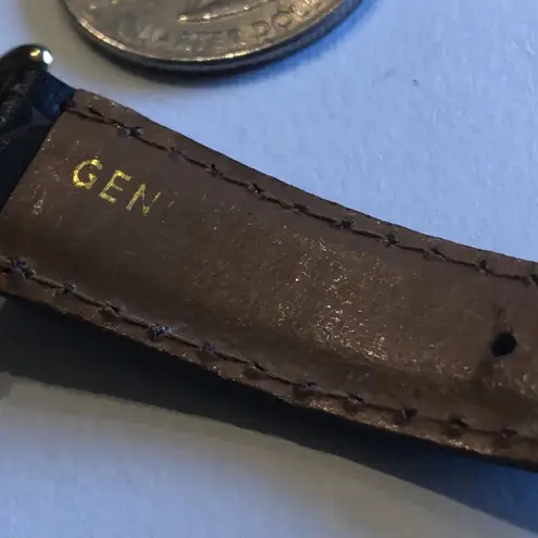 Carriage Gold Tone Dark Brown Leather Classic Watch Wristwatch NEW BATTERY