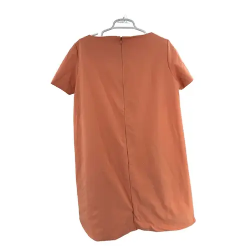 COS Orange peach Poplin High Low structured dress pockets 12 modern cotton