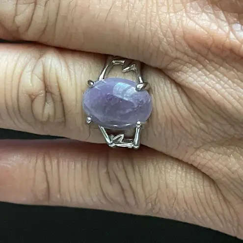 Amethyst Oval purple S925 silver ring size 9
