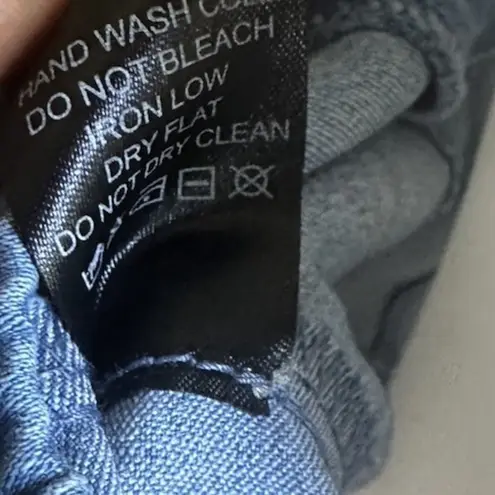 Iris  Denim Tank Top Shirt Sleeveless Lace Up Stretch Size Large