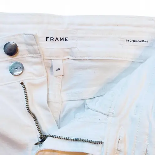 Frame NWOT! Denim Le Crop Mini Boot in Blanc White Jeans Double Waistband Sz 25