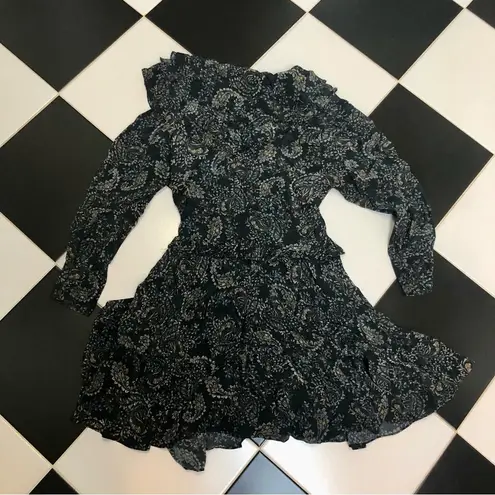 Nicholas Elsie Paisley Ruffle Mini Dress Paisley Long Sleeve Button Front Multi