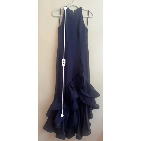 Betsy and Adam navy Ruffle gown prom Hem Dress size 6P