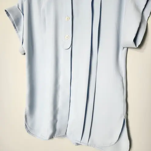 Equipment Dariell Button Front Pleated Short Sleeve Blouse Light Powder Blue, XS