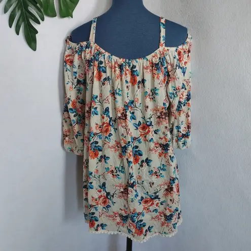 French Laundry Floral Cold Shoulder Blouse Top