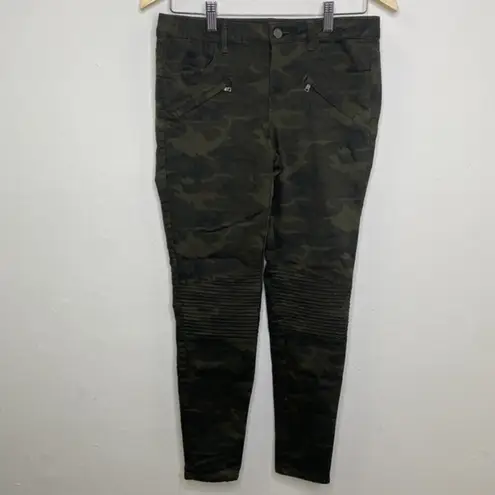 Zara Basic Denim Jeans Womens Size 8 Z1975 Moto Skinny Camo Zip Pockets Stretch