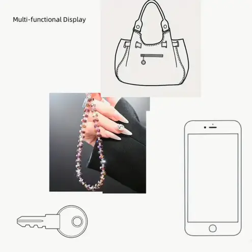 Handmade ๐ Luxury Bag/Phone Chain Charm/Keychain Sparkly Floral Brooch & Crystal Beads