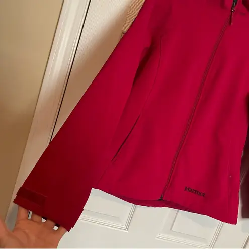 Marmot Gravity Soft Shell Jacket Sz Medium Pink Red Zip Front Fleece Lined
