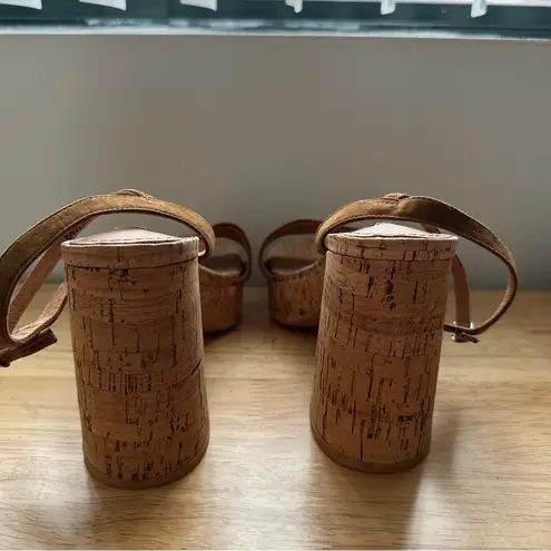 Bibilou Cork and Leather Heels, NWOT Brown Size 37