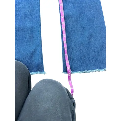 MOTHER The Hustler Ankle Fray Jeans Home Movies Dark Wash High Rise Crop Flare Blue Size 26