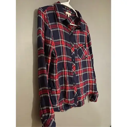 Gianni Bini  Red And Blue Plaid Button Up Top Size Small