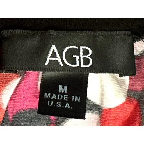 AGB Medium Multicolor Made In USA Blouse Bubble Circle Print Tie Flowey Sleeves Red
