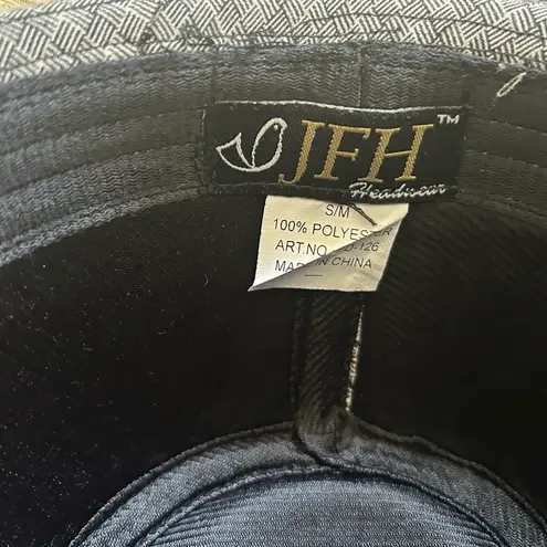 Hat Gray and Black Fedora Hat with Textured Pattern