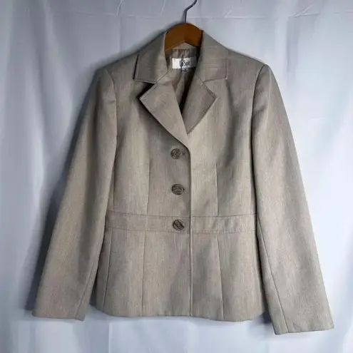 Le Suit Beige 3 Button Single Breasted Classic Blazer Jacket Size 6