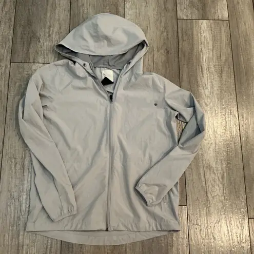Vuori Light Gray Hooded Jacket Full Zip Lightweight Athletic Coat - S