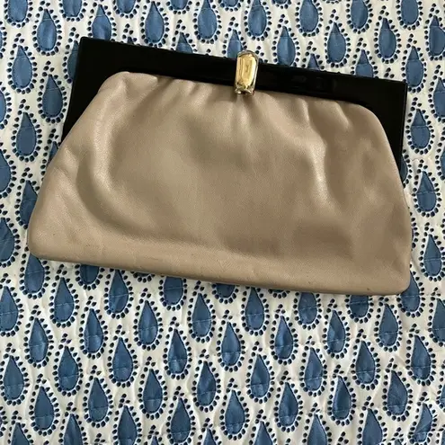 Macy's Vintage Made in Italy for Macy’s Taupe Leather‎ Clutch