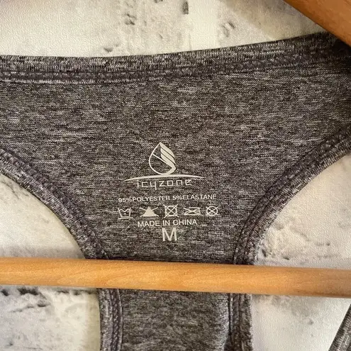 icyzone Women’s gray heathered racerback tank top Medium