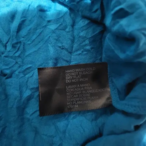 Y2K Blue Sequin Cami Tank Top Disco Crinkle Turquoise Aqua Women’s size Large