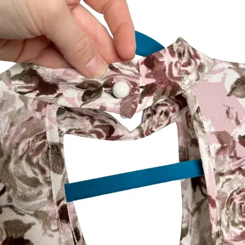 Lime n Chili Dusty Pink Floral Cold Shoulder Choker Neck Blouse