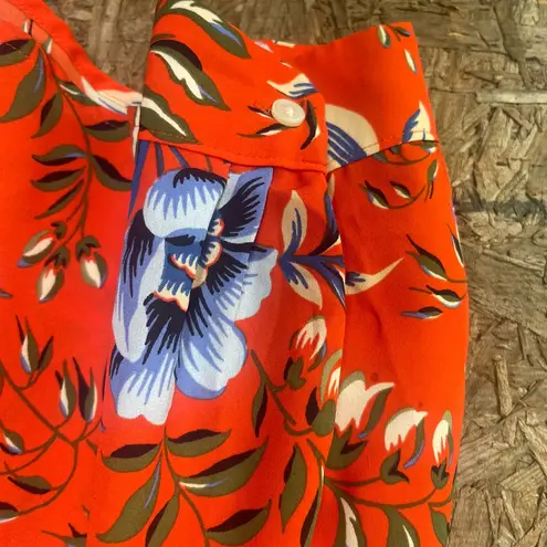 Loft  Red and Blue Floral Button Down Shirt - Image 7