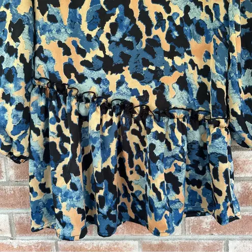 Never Fully Dressed Drop Waist RiRi Printed Dress Women’s 4 Blue Long Sleeves