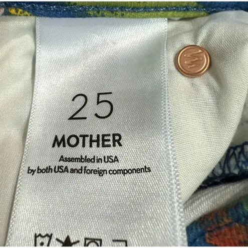 NWT MOTHER The Mid Rise Dazzler Cropped Jeans Blue Floral Mid Rise Sz 25 $228