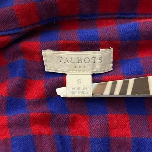 Talbots  Button Front Flannel Shirt Womens S Long Sleeve Collared 100% Cotton