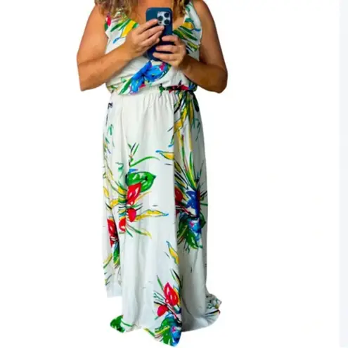 Ark & Co. floral maxi dress size medium NEW ruffle Hawaiian bohemian beachy NWT