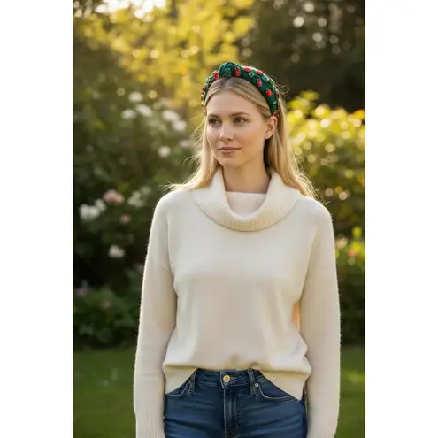 Piper K knotted headband embellished with red and green rhinestones Christmas