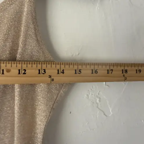 Y2k Gold Shimmer Tank Top Small Metallic Spaghetti Strap Lightweight Party Cami