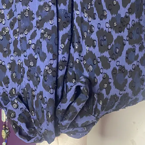 Kate Spade New York Glitter Leopard Light Adriatic Blue/Black Metallic Dress
L Blue Size L