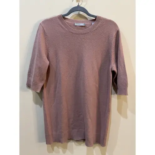 Vince  Elbow Sleeve 100% Cashmere Sweater Tunic, Crew Neck in Blush Size Large