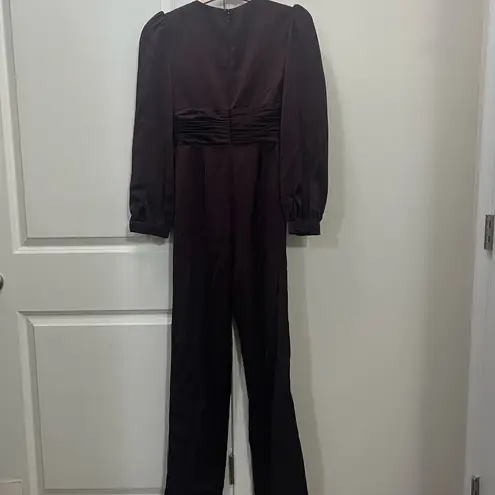 Mac Duggal Ieena for Plum Purple Satin V-neck Jumpsuit Size 2 US $358