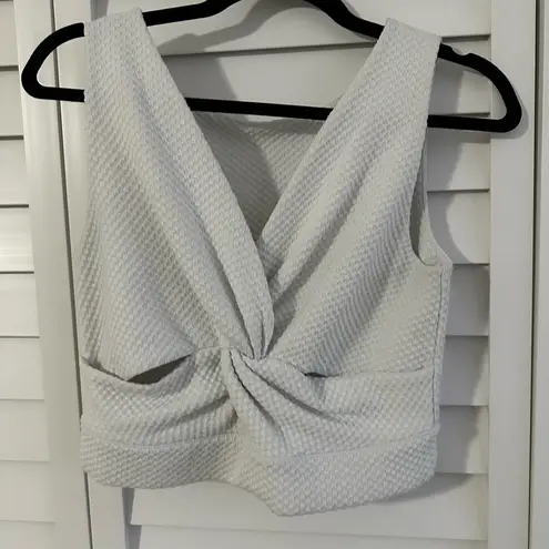 Club Monaco White Ribbed Crop Top