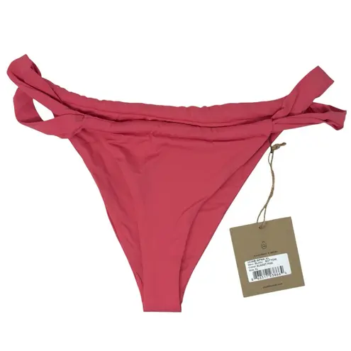 Stone Fox Swim Bijou Strappy Thong Bikini Bottom Sunset Pink High Cut Size XL