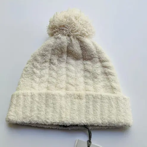 Barefoot Dreams Cozychic Cable Beanie with Pom Pom Cream NEW