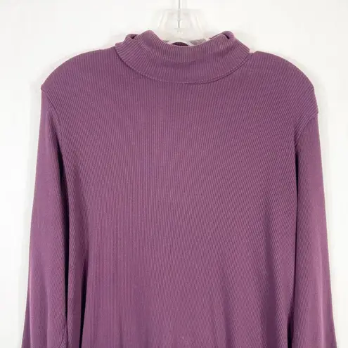 Woman Within Woman Within Plus Size 18 20 Top Purple Turtle Neck Ribbed Long Sleeve 630
