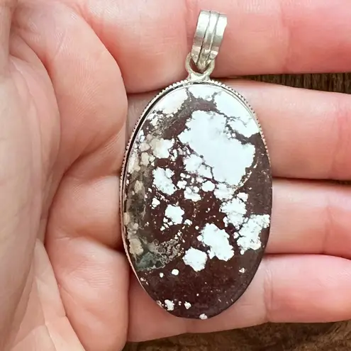 Wild Horse Turquoise 925 Silver Plated Necklace Native American Jewelry Brown