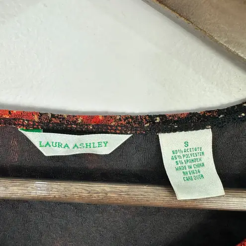 Laura Ashley Laura Ashley Top S Red Black Metallic Animal Print Y2K Goth Glam Indie Sleaze