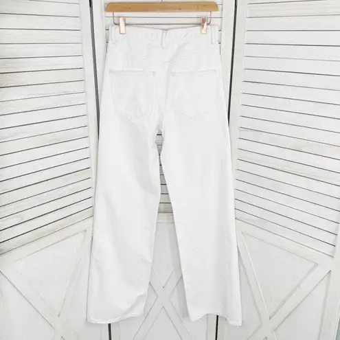 ZARA  Super Wide Leg High Rise Jeans White Size 0 Relaxed Long Baggy