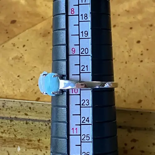 Blue Topaz Rainbow Moonstone Sterling Silver Ring Size 9.75