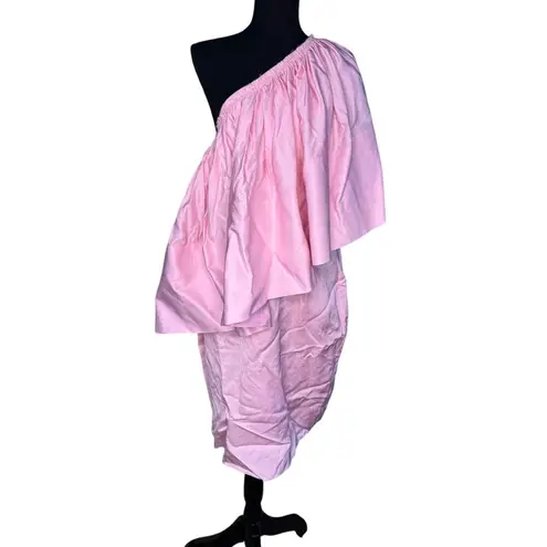 Solace London NWT Laycie One-shoulder Ruffled Dress in Pink Size US 12