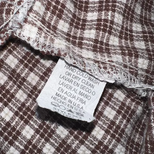 Brown & Cream Plaid Flare Pants Retro 70s Style Made in USA Women’s Medium