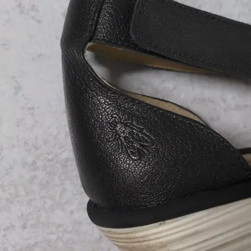 Fly London Yake Leather Wedge Sandals in Black– Size 41 (US 10-10.5) – EUC
