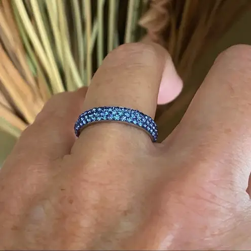 Stainless Steel Top Grade Tanzanite Crystal Ring Size 7,8,9,10