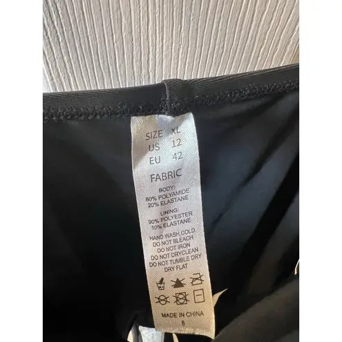 Women’s Black One Piece Swimsuit Size XL Shirred Front Tummy Control Minimizer