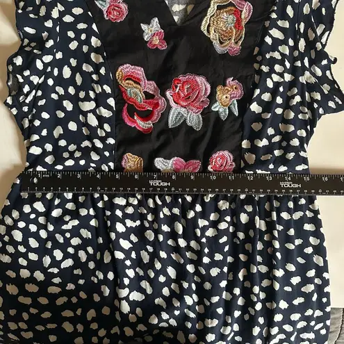 KIRUNDO Women's 2024 Summer Mini Dress Boho Floral Embroidered Women’s Sz Small