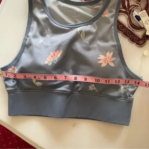 Max Studio NWT  Womens Gray Floral Breathable Mesh Sports Bra Top- Size Small